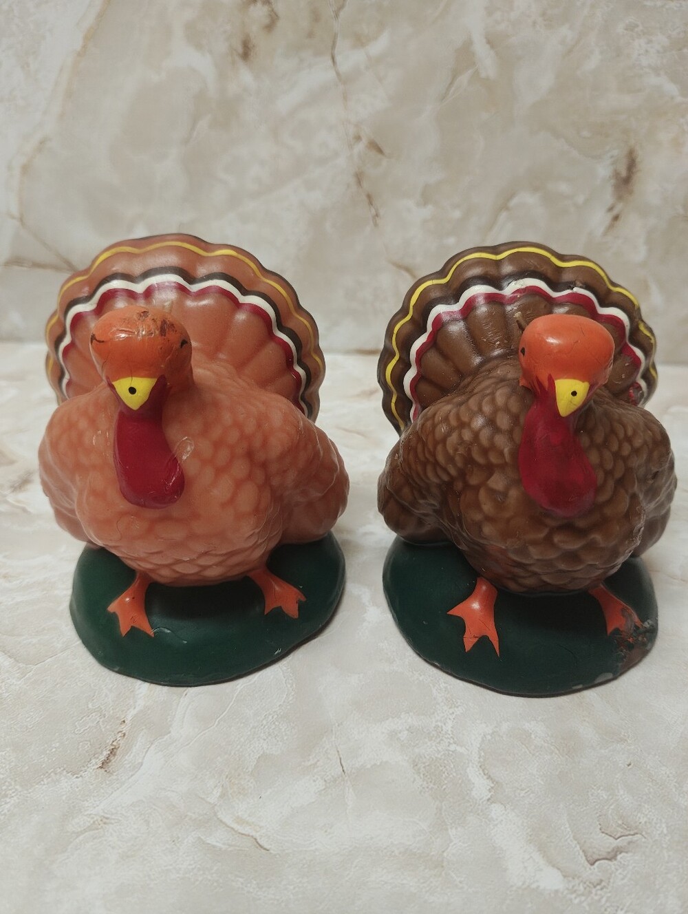Vintage Turkey Candles Set Thanksgiving Fall Decor Hand Painted UNUSED
